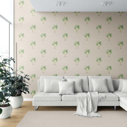 'Kiwano' Botanical/ Floral Block Print Wallpaper (Beige/ Greige/ Green) - Image 6