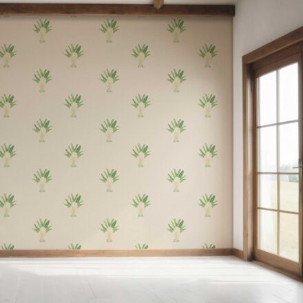 'Kiwano' Botanical/ Floral Block Print Wallpaper (Beige/ Greige/ Green) - Image 7