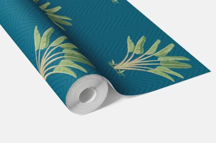 'Glasgow' Botanical/ Floral Block Print Wallpaper (Teal Blue/ Green) - Image 3