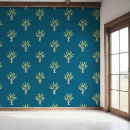 'Glasgow' Botanical/ Floral Block Print Wallpaper (Teal Blue/ Green) - Image 7