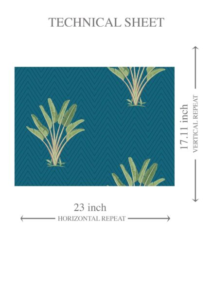 'Glasgow' Botanical/ Floral Block Print Wallpaper (Teal Blue/ Green) - Image 8