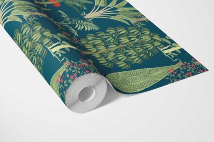 'Degas Tone' Tropical Floral/ Botanical Wallpaper (Teal Blue/ Green/ Pink) - Image 3