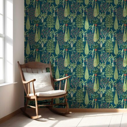 'Degas Tone' Tropical Floral/ Botanical Wallpaper (Teal Blue/ Green/ Pink) - Image 5