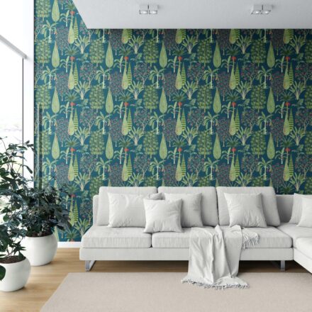 'Degas Tone' Tropical Floral/ Botanical Wallpaper (Teal Blue/ Green/ Pink) - Image 6