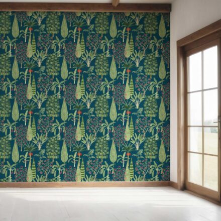 'Degas Tone' Tropical Floral/ Botanical Wallpaper (Teal Blue/ Green/ Pink) - Image 7