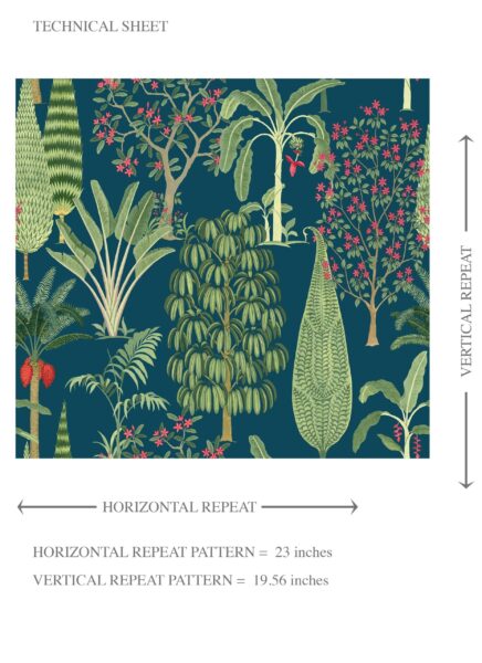 'Degas Tone' Tropical Floral/ Botanical Wallpaper (Teal Blue/ Green/ Pink) - Image 8
