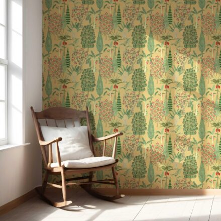 'Surinam' Tropical Floral/ Botanical Wallpaper (Yellow/ Green/ Pink/ Red) - Image 5