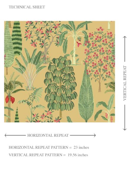 'Surinam' Tropical Floral/ Botanical Wallpaper (Yellow/ Green/ Pink/ Red) - Image 8