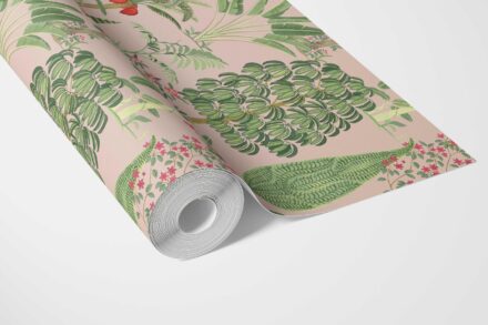 'Cliffbush' Tropical Floral/ Botanical Wallpaper (Pink/ Green/ Red) - Image 3