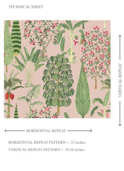 'Cliffbush' Tropical Floral/ Botanical Wallpaper (Pink/ Green/ Red) - Image 8