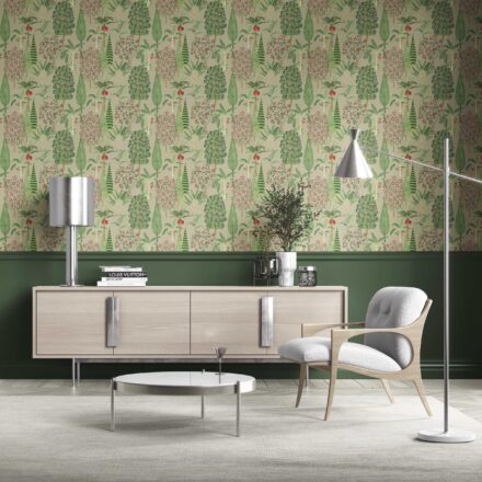 'Mazus' Tropical Floral/ Botanical Wallpaper (Green/ Pink/ Red)