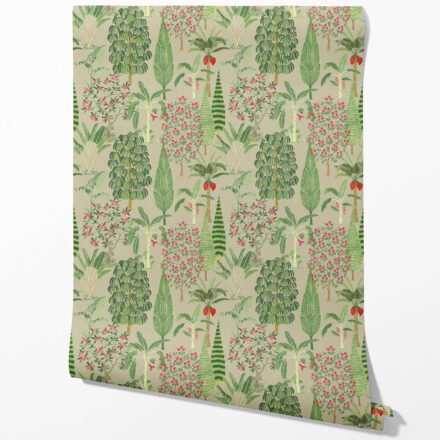 'Mazus' Tropical Floral/ Botanical Wallpaper (Green/ Pink/ Red) - Image 2