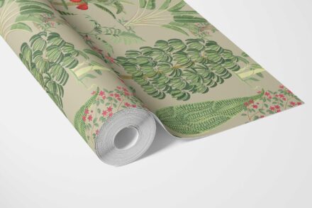 'Mazus' Tropical Floral/ Botanical Wallpaper (Green/ Pink/ Red) - Image 3