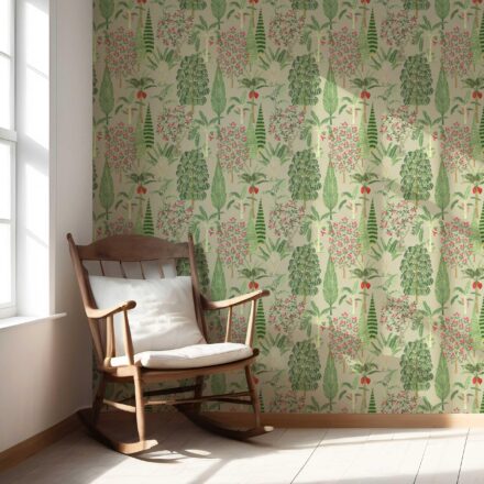 'Mazus' Tropical Floral/ Botanical Wallpaper (Green/ Pink/ Red) - Image 5