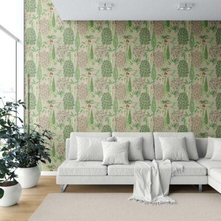 'Mazus' Tropical Floral/ Botanical Wallpaper (Green/ Pink/ Red) - Image 6
