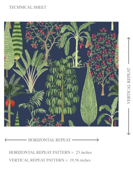 'Spider Gewn' Tropical Floral/ Botanical Wallpaper (Navy Blue/ Green/ Pink/ Red) - Image 8