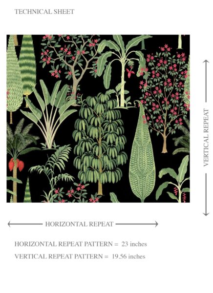 'Clematis' Tropical Floral/ Botanical Wallpaper (Black/ Green/ Pink/ Red) - Image 8