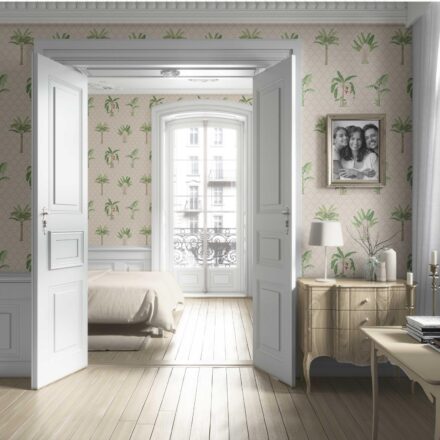 'Solanthea' Botanical/ Floral Block Print Wallpaper (Beige/ Green/ Red/ Soft Taupe) - Image 4