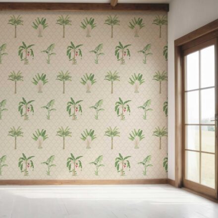 'Solanthea' Botanical/ Floral Block Print Wallpaper (Beige/ Green/ Red/ Soft Taupe) - Image 7