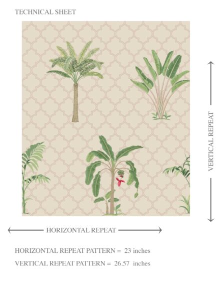 'Solanthea' Botanical/ Floral Block Print Wallpaper (Beige/ Green/ Red/ Soft Taupe) - Image 8