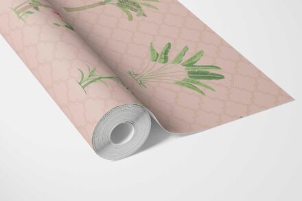 'Tinker' Botanical/ Floral Block Print Wallpaper (Pink/ Green/ Red) - Image 3