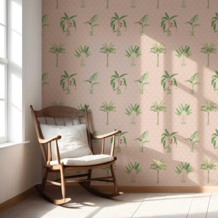 'Tinker' Botanical/ Floral Block Print Wallpaper (Pink/ Green/ Red) - Image 5