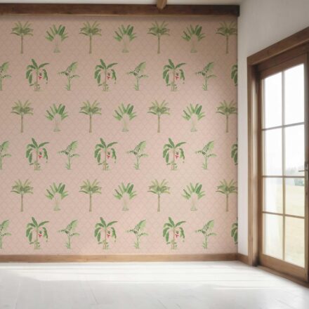 'Tinker' Botanical/ Floral Block Print Wallpaper (Pink/ Green/ Red) - Image 7