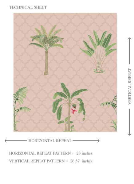 'Tinker' Botanical/ Floral Block Print Wallpaper (Pink/ Green/ Red) - Image 8