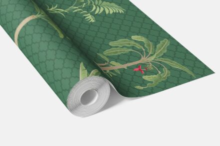 'Broadway' Botanical/ Floral Block Print Wallpaper (Emerald Green) - Image 3