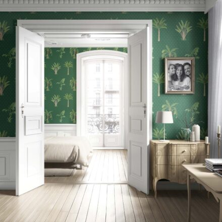 'Broadway' Botanical/ Floral Block Print Wallpaper (Emerald Green) - Image 4