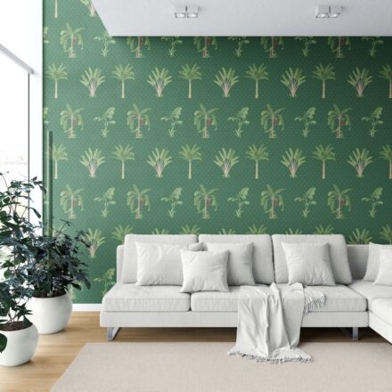 'Broadway' Botanical/ Floral Block Print Wallpaper (Emerald Green) - Image 6