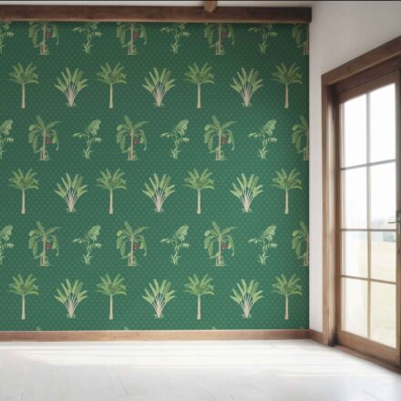 'Broadway' Botanical/ Floral Block Print Wallpaper (Emerald Green) - Image 7