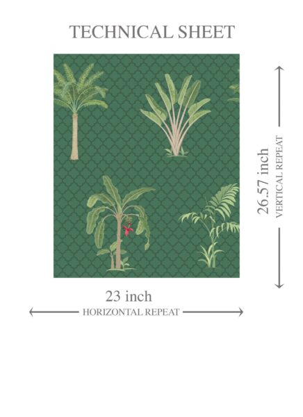 'Broadway' Botanical/ Floral Block Print Wallpaper (Emerald Green) - Image 8