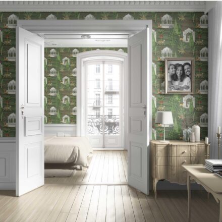 'Bloom Script' Vintage Heritage/ Ethnic Chinoiserie Wallpaper (Green/ White/ Pink/ Beige/ Tan) - Image 4