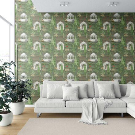 'Bloom Script' Vintage Heritage/ Ethnic Chinoiserie Wallpaper (Green/ White/ Pink/ Beige/ Tan) - Image 6