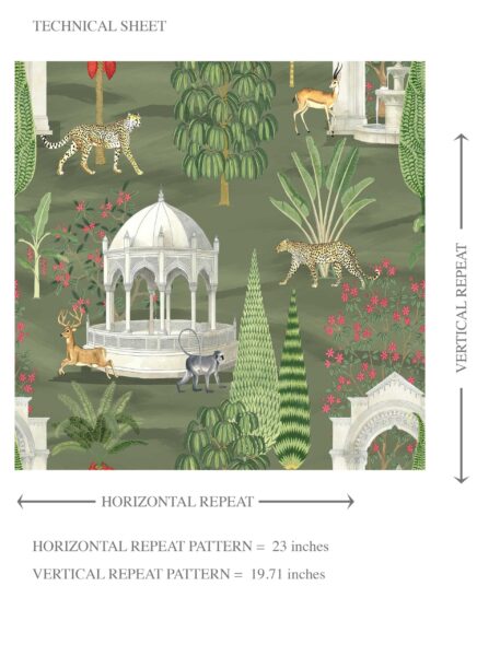 'Bloom Script' Vintage Heritage/ Ethnic Chinoiserie Wallpaper (Green/ White/ Pink/ Beige/ Tan) - Image 8