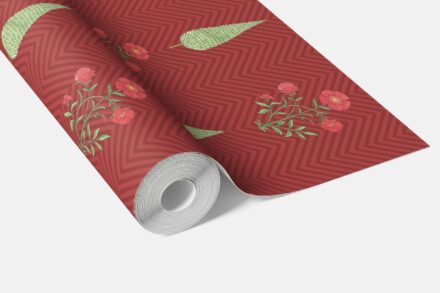 'Bolsena' Botanical/ Floral Block Print Wallpaper (Red/ Pink/ Green) - Image 3