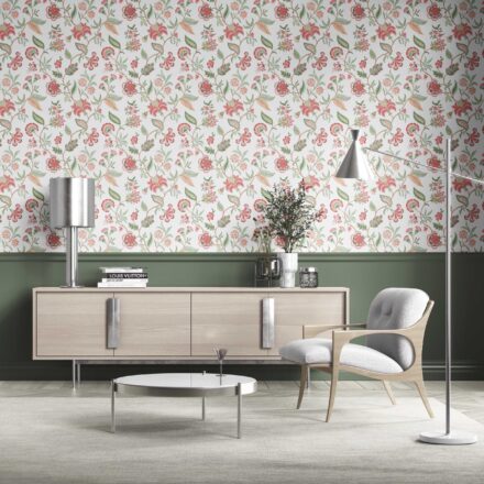 'Long Beach' Botanical/ Floral Chinoiserie Wallpaper (Red/ Pink/ Green/ Blue) - Image 2