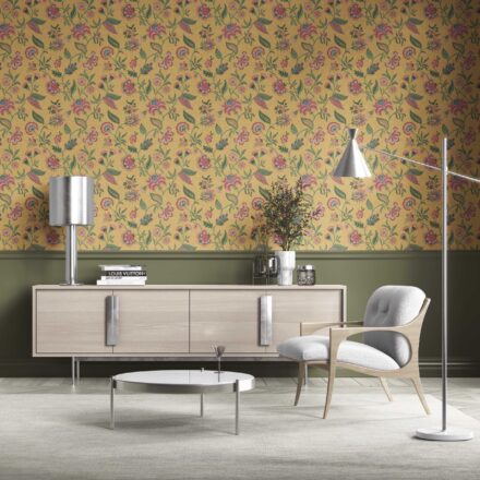 'Sanded Birch' Botanical/ Floral Chinoiserie Wallpaper (Mustard Yellow/ Pink/ Green/ Blue) - Image 2