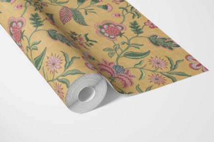 'Sanded Birch' Botanical/ Floral Chinoiserie Wallpaper (Mustard Yellow/ Pink/ Green/ Blue) - Image 3
