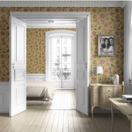 'Sanded Birch' Botanical/ Floral Chinoiserie Wallpaper (Mustard Yellow/ Pink/ Green/ Blue) - Image 4