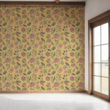 'Sanded Birch' Botanical/ Floral Chinoiserie Wallpaper (Mustard Yellow/ Pink/ Green/ Blue) - Image 7