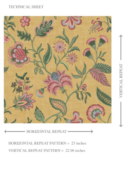 'Sanded Birch' Botanical/ Floral Chinoiserie Wallpaper (Mustard Yellow/ Pink/ Green/ Blue) - Image 8