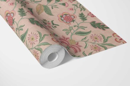 'Aged Sand' Botanical/ Floral Chinoiserie Wallpaper (Blush Pink/ Green/ Red/ Blue) - Image 3
