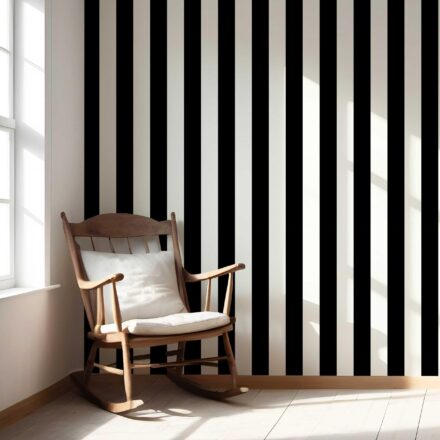'Piranha' Neutral Scandi/ Geometric Striped Wallpaper (Black/ White) - Image 5