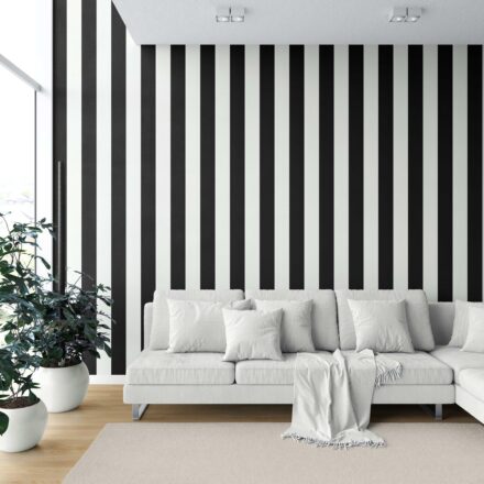'Piranha' Neutral Scandi/ Geometric Striped Wallpaper (Black/ White) - Image 6