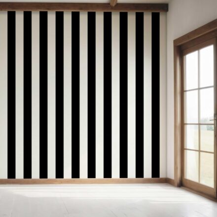 'Piranha' Neutral Scandi/ Geometric Striped Wallpaper (Black/ White) - Image 7