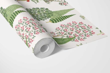 'Aromatic' Bohemian Botanical Floral Block Print Wallpaper (Green/ Pink/ Red/ White) - Image 3