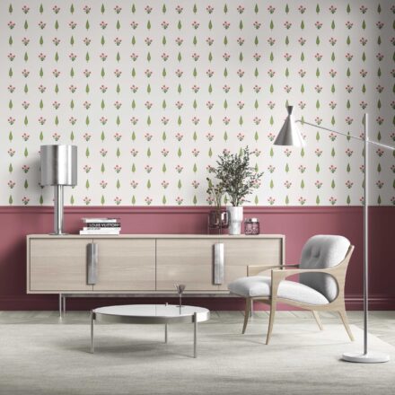 'Dubois' Botanical Floral Block Print Wallpaper (Pink/ Green) - Image 2
