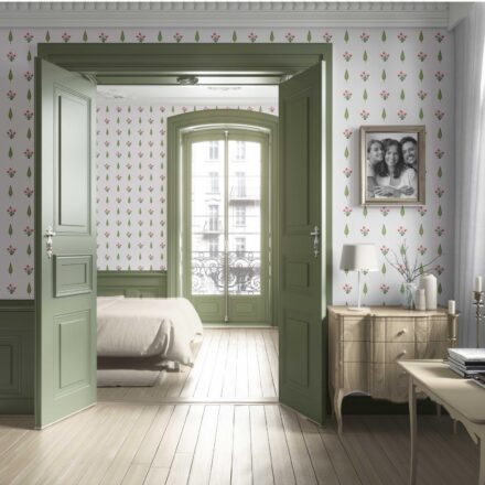 'Dubois' Botanical Floral Block Print Wallpaper (Pink/ Green) - Image 4